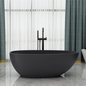 Fontana Venice Matte Black Stone Resin freistanding indoor bathub